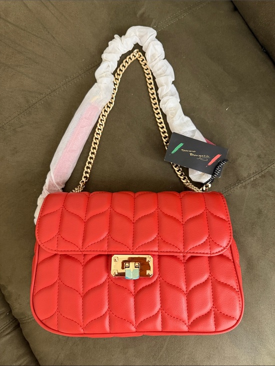 Silvano Borgatti Handbags - Authentic Italian Quilted Leather Handbag - Arancio Red Orange 🇮🇹